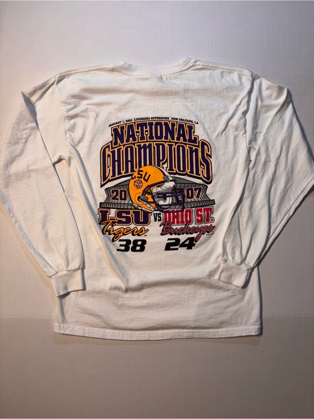 Vtg LSU Tigers NCAA Football National Champions Long Sleeve T-shirt Sz Medium